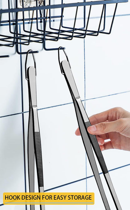 2 Pcs 12-Inch Kitchen Tweezers Fine Tweezer Tongs, Extra-Long Stainless Steel Cooking Tweezers (Silver)