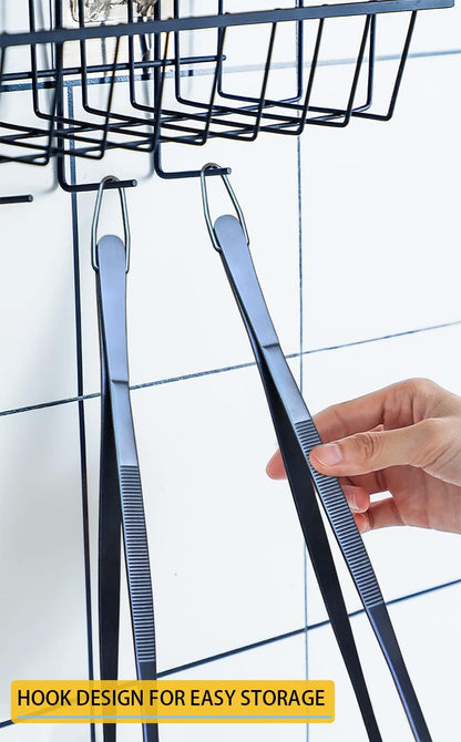 2 Pcs 12-Inch Kitchen Tweezers Fine Tweezer Tongs, Extra-Long Stainless Steel Cooking Tweezers (Silver)