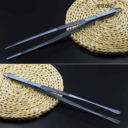 2 Pcs 12-Inch Kitchen Tweezers Fine Tweezer Tongs, Extra-Long Stainless Steel Cooking Tweezers (Silver)