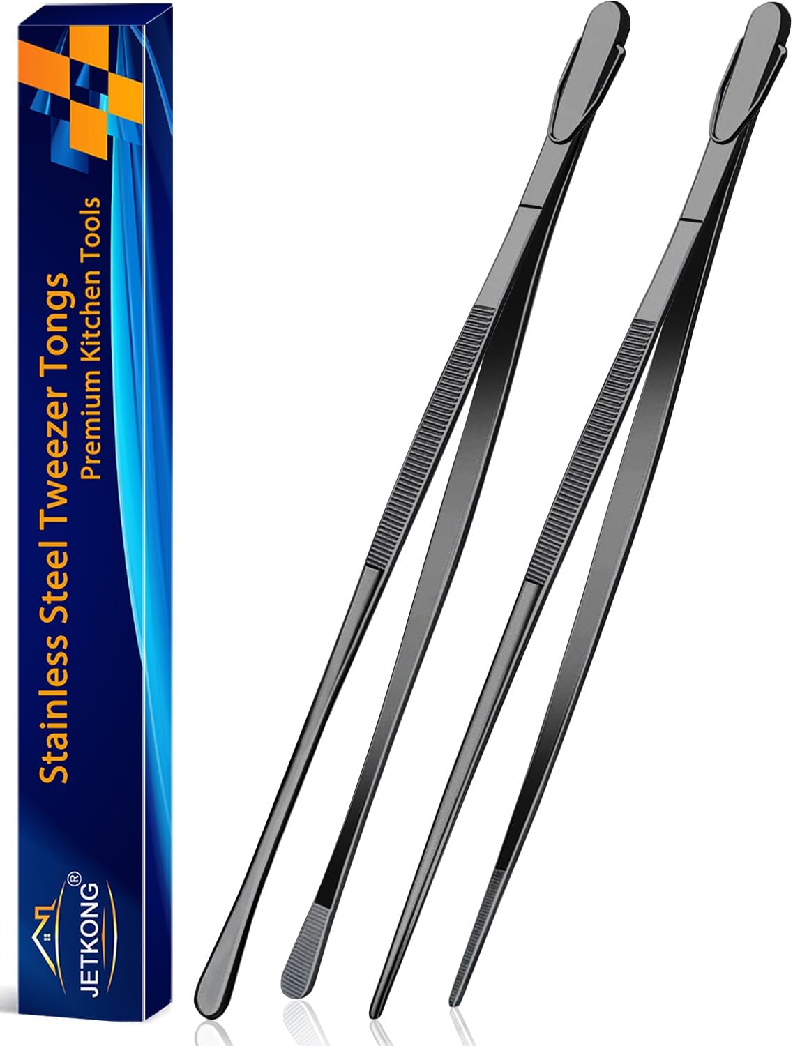 2 Pcs 12-Inch Kitchen Tweezers Fine Tweezer Tongs, Extra-Long Stainless Steel Cooking Tweezers (Silver)