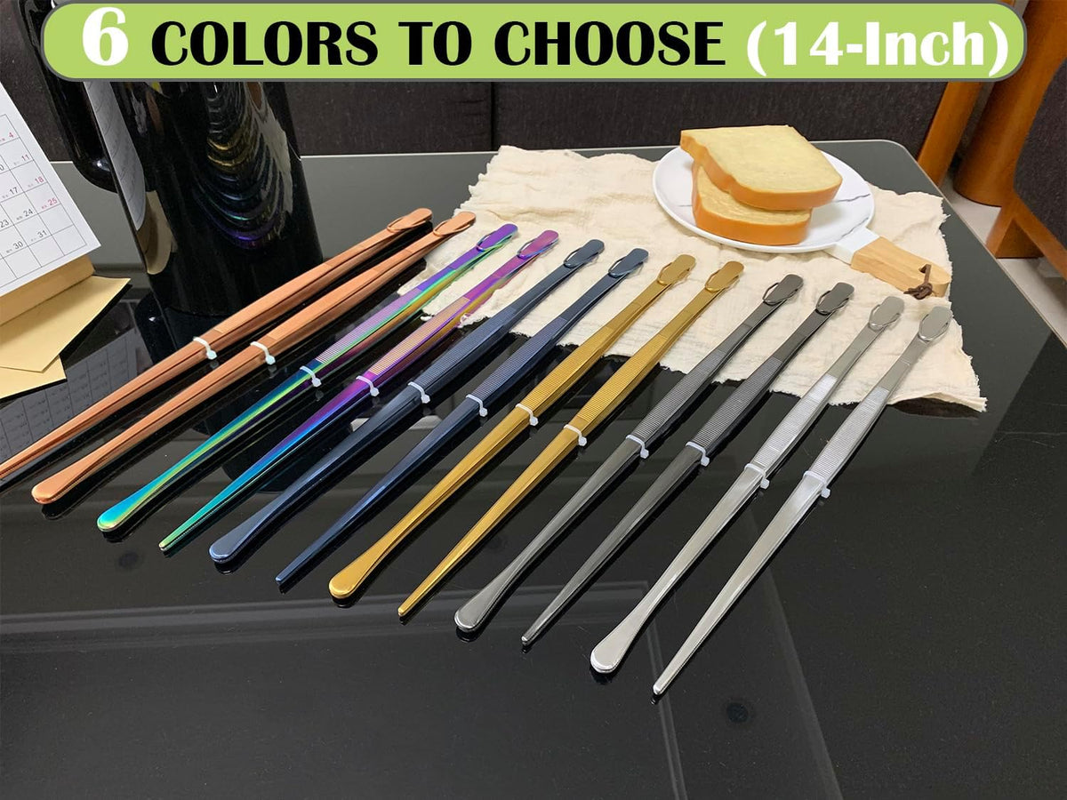 2 Pcs 12-Inch Kitchen Tweezers Fine Tweezer Tongs, Extra-Long Stainless Steel Cooking Tweezers (Silver)