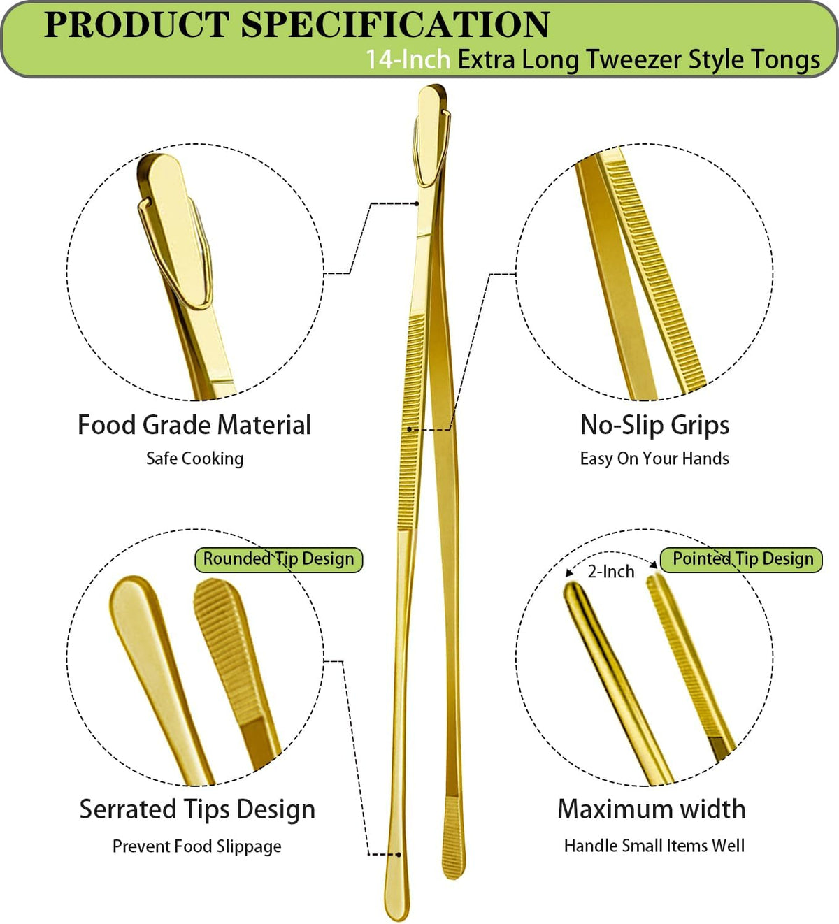 2 Pcs 12-Inch Kitchen Tweezers Fine Tweezer Tongs, Extra-Long Stainless Steel Cooking Tweezers (Silver)