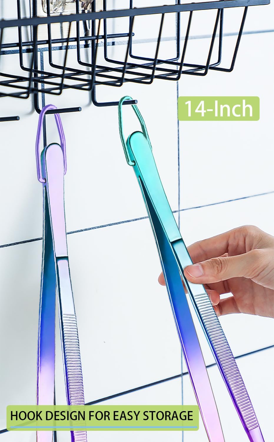 2 Pcs 12-Inch Kitchen Tweezers Fine Tweezer Tongs, Extra-Long Stainless Steel Cooking Tweezers (Silver)
