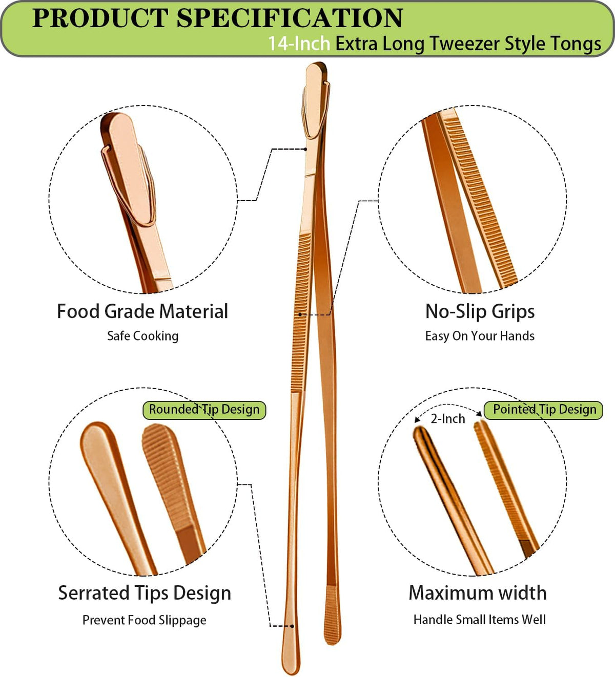 2 Pcs 12-Inch Kitchen Tweezers Fine Tweezer Tongs, Extra-Long Stainless Steel Cooking Tweezers (Silver)