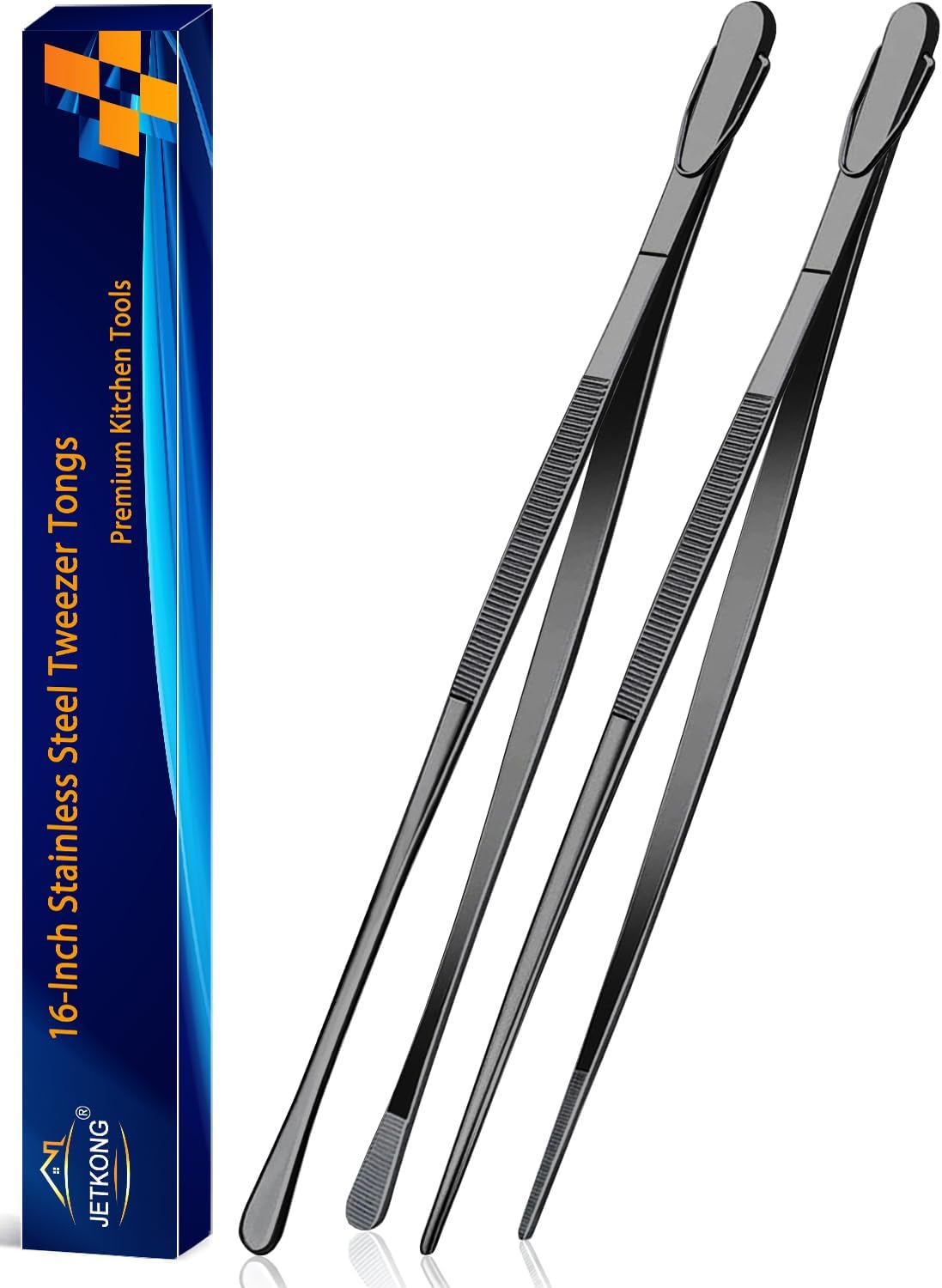 2 Pcs 12-Inch Kitchen Tweezers Fine Tweezer Tongs, Extra-Long Stainless Steel Cooking Tweezers (Silver)