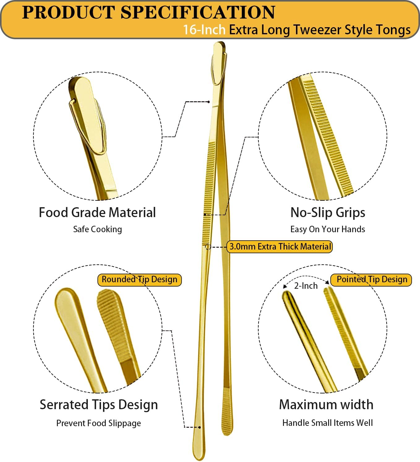 2 Pcs 12-Inch Kitchen Tweezers Fine Tweezer Tongs, Extra-Long Stainless Steel Cooking Tweezers (Silver)