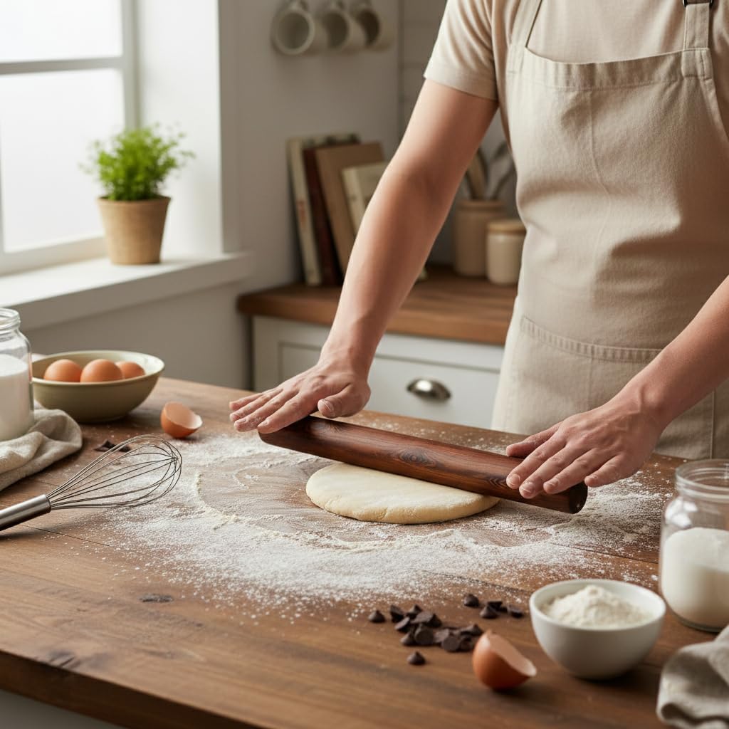 10.6 Inch Straight Rolling Pin – Smooth & Balanced Cute Wooden Dough Roller for Baking and Pastry