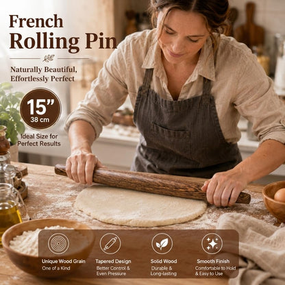 10.6 Inch Straight Rolling Pin – Smooth & Balanced Cute Wooden Dough Roller for Baking and Pastry