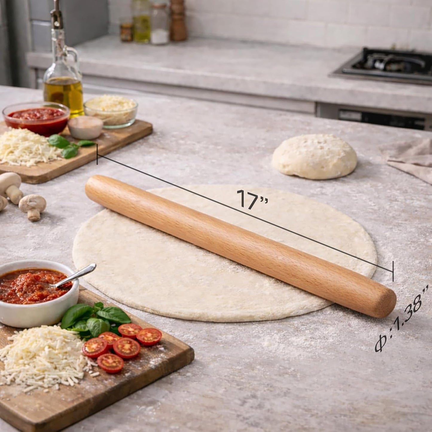 10.6 Inch Straight Rolling Pin – Smooth & Balanced Cute Wooden Dough Roller for Baking and Pastry