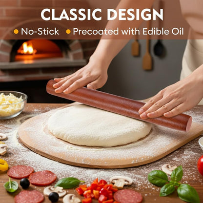 10.6 Inch Straight Rolling Pin – Smooth & Balanced Cute Wooden Dough Roller for Baking and Pastry