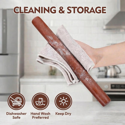 10.6 Inch Straight Rolling Pin – Smooth & Balanced Cute Wooden Dough Roller for Baking and Pastry