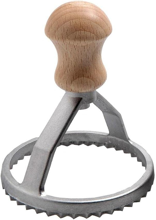 Aluminum Round Ravioli Stamp with Beechwood Handle, 3-Inch