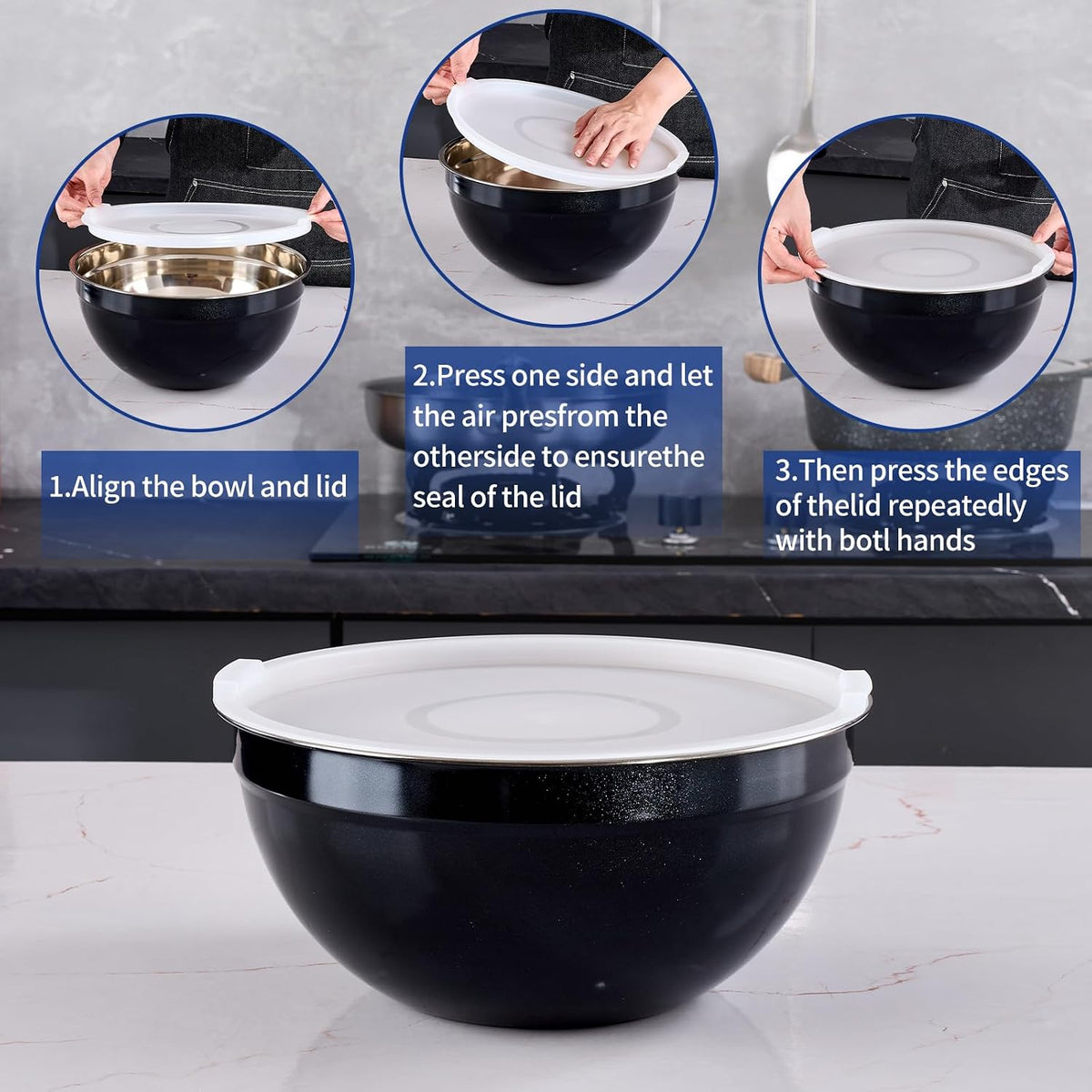 Gold Mixing Bowls With Airtight Lids,Stainless Steel Bowl,Salad Bowls 7 Piece Colorful Nesting Bowl Gold Kitchen Accessories,Size 7,3.6,2.7,2.1,1.5,1.1,0.8QT Stackable Design