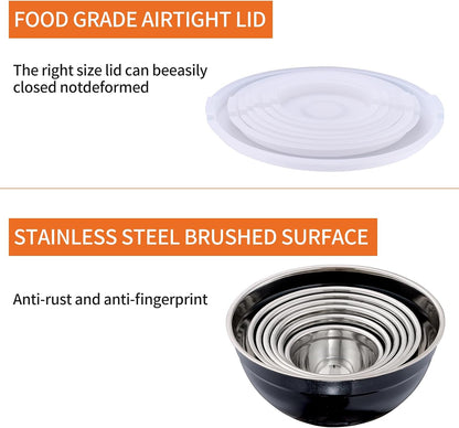 Gold Mixing Bowls With Airtight Lids,Stainless Steel Bowl,Salad Bowls 7 Piece Colorful Nesting Bowl Gold Kitchen Accessories,Size 7,3.6,2.7,2.1,1.5,1.1,0.8QT Stackable Design