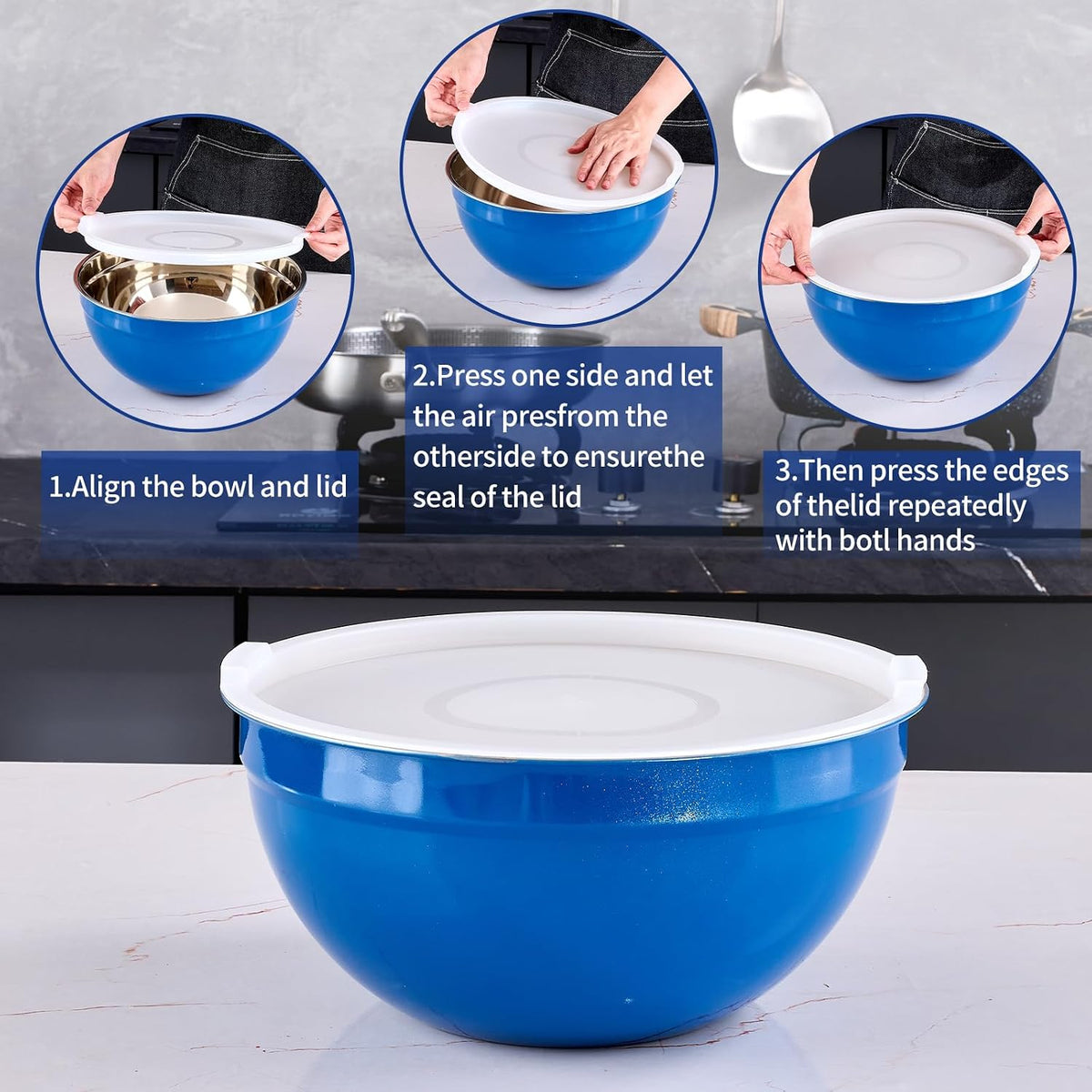 Gold Mixing Bowls With Airtight Lids,Stainless Steel Bowl,Salad Bowls 7 Piece Colorful Nesting Bowl Gold Kitchen Accessories,Size 7,3.6,2.7,2.1,1.5,1.1,0.8QT Stackable Design