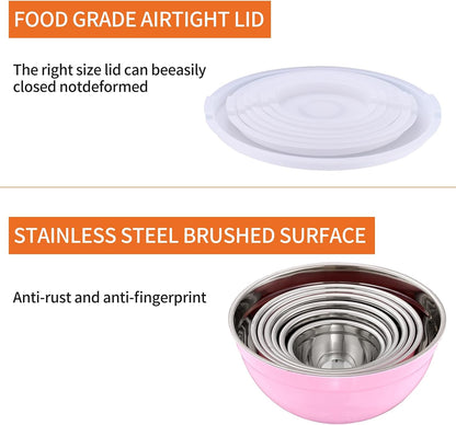 Gold Mixing Bowls With Airtight Lids,Stainless Steel Bowl,Salad Bowls 7 Piece Colorful Nesting Bowl Gold Kitchen Accessories,Size 7,3.6,2.7,2.1,1.5,1.1,0.8QT Stackable Design