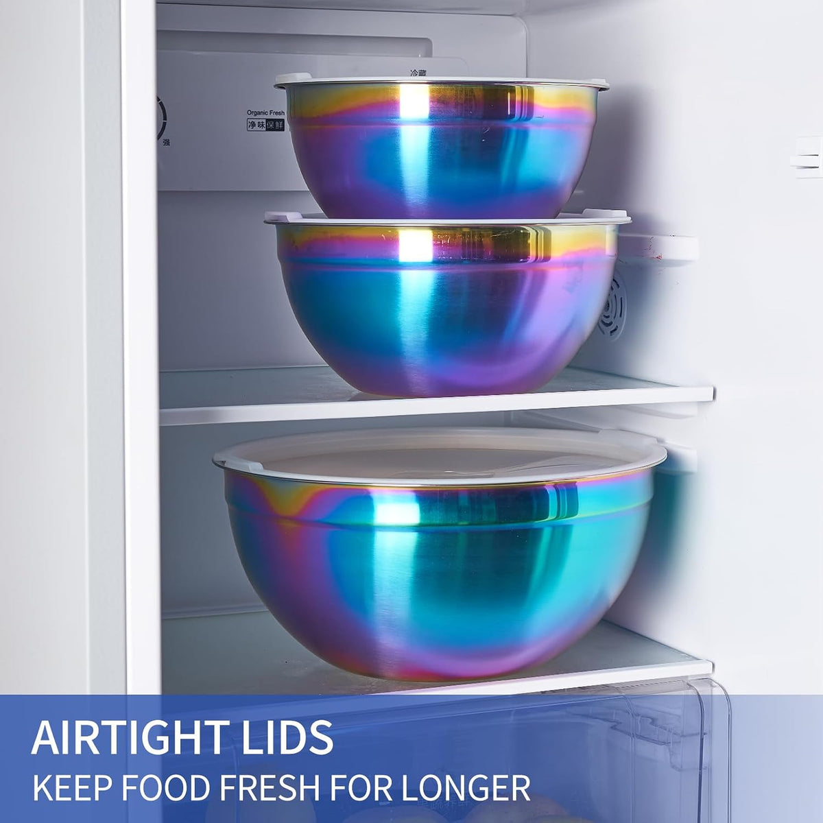 Gold Mixing Bowls With Airtight Lids,Stainless Steel Bowl,Salad Bowls 7 Piece Colorful Nesting Bowl Gold Kitchen Accessories,Size 7,3.6,2.7,2.1,1.5,1.1,0.8QT Stackable Design