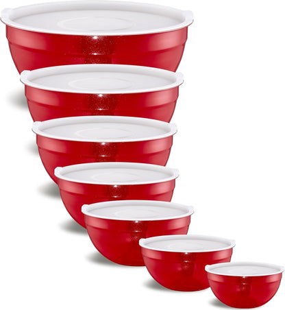 Gold Mixing Bowls With Airtight Lids,Stainless Steel Bowl,Salad Bowls 7 Piece Colorful Nesting Bowl Gold Kitchen Accessories,Size 7,3.6,2.7,2.1,1.5,1.1,0.8QT Stackable Design