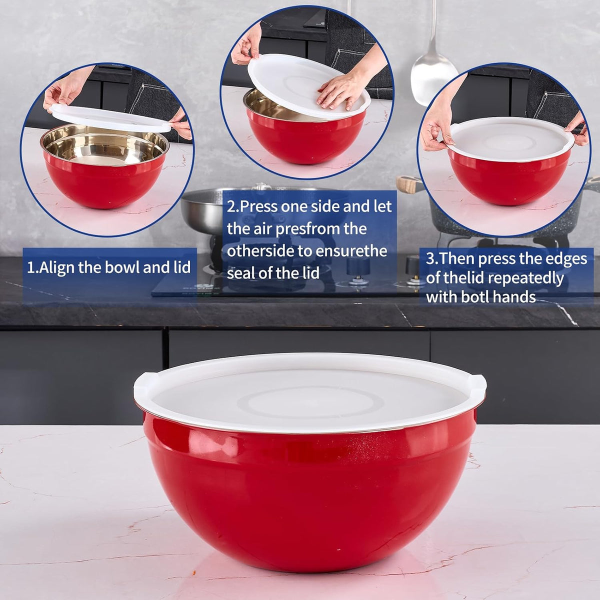 Gold Mixing Bowls With Airtight Lids,Stainless Steel Bowl,Salad Bowls 7 Piece Colorful Nesting Bowl Gold Kitchen Accessories,Size 7,3.6,2.7,2.1,1.5,1.1,0.8QT Stackable Design