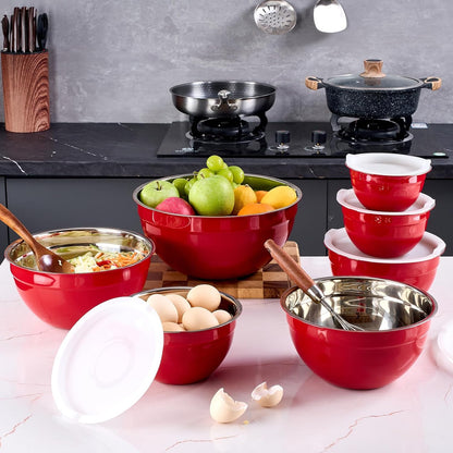 Gold Mixing Bowls With Airtight Lids,Stainless Steel Bowl,Salad Bowls 7 Piece Colorful Nesting Bowl Gold Kitchen Accessories,Size 7,3.6,2.7,2.1,1.5,1.1,0.8QT Stackable Design