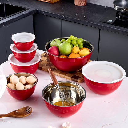 Gold Mixing Bowls With Airtight Lids,Stainless Steel Bowl,Salad Bowls 7 Piece Colorful Nesting Bowl Gold Kitchen Accessories,Size 7,3.6,2.7,2.1,1.5,1.1,0.8QT Stackable Design