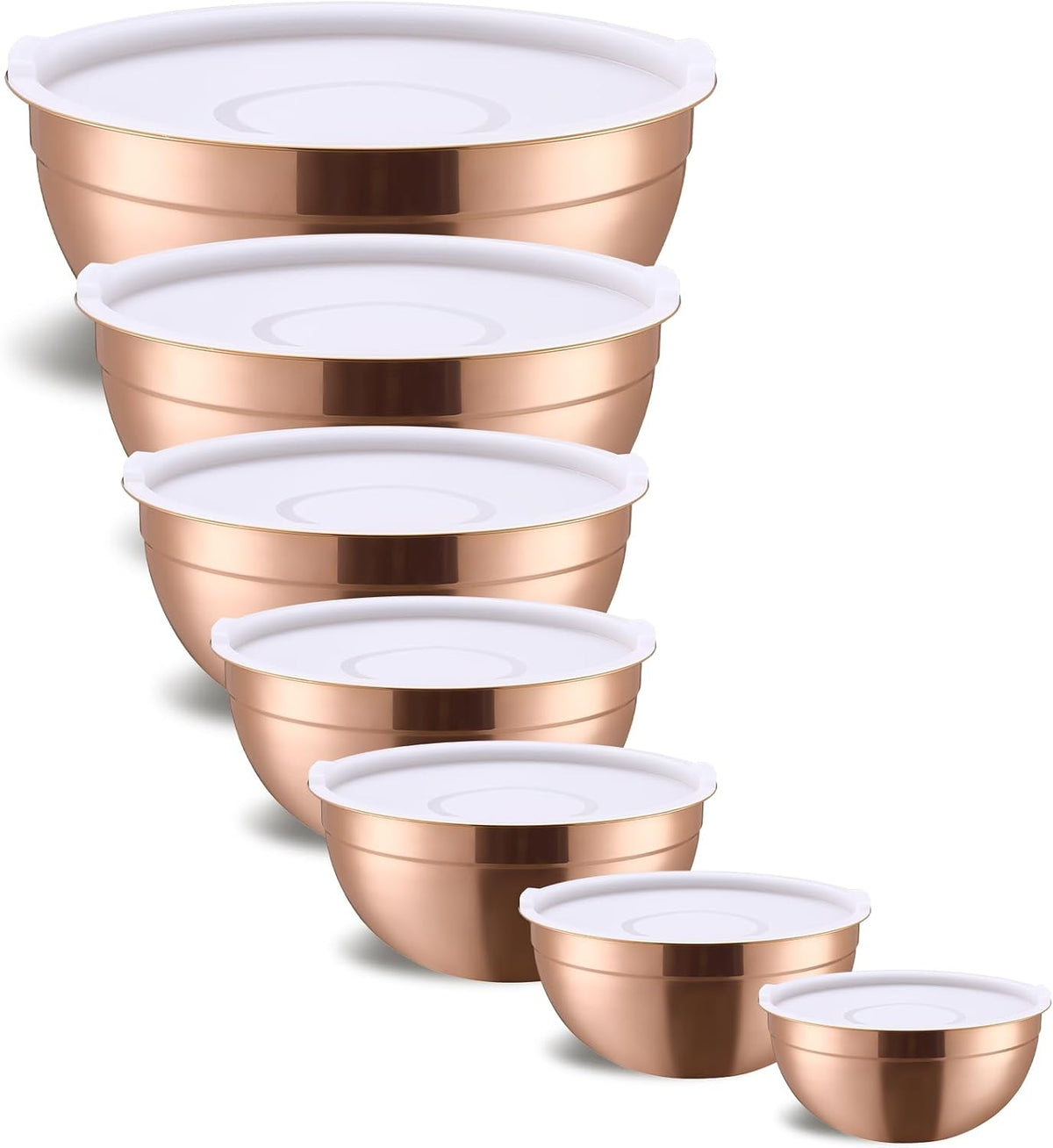 Gold Mixing Bowls With Airtight Lids,Stainless Steel Bowl,Salad Bowls 7 Piece Colorful Nesting Bowl Gold Kitchen Accessories,Size 7,3.6,2.7,2.1,1.5,1.1,0.8QT Stackable Design