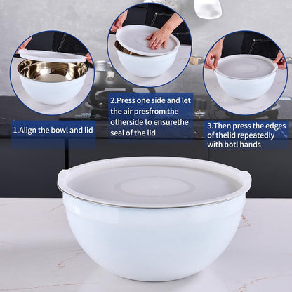 Gold Mixing Bowls With Airtight Lids,Stainless Steel Bowl,Salad Bowls 7 Piece Colorful Nesting Bowl Gold Kitchen Accessories,Size 7,3.6,2.7,2.1,1.5,1.1,0.8QT Stackable Design