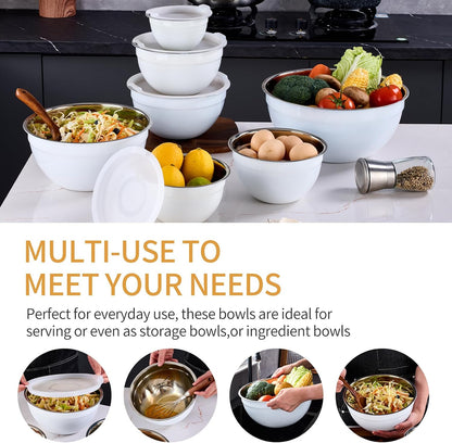 Gold Mixing Bowls With Airtight Lids,Stainless Steel Bowl,Salad Bowls 7 Piece Colorful Nesting Bowl Gold Kitchen Accessories,Size 7,3.6,2.7,2.1,1.5,1.1,0.8QT Stackable Design