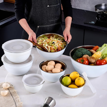 Gold Mixing Bowls With Airtight Lids,Stainless Steel Bowl,Salad Bowls 7 Piece Colorful Nesting Bowl Gold Kitchen Accessories,Size 7,3.6,2.7,2.1,1.5,1.1,0.8QT Stackable Design