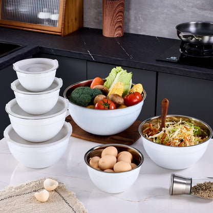 Gold Mixing Bowls With Airtight Lids,Stainless Steel Bowl,Salad Bowls 7 Piece Colorful Nesting Bowl Gold Kitchen Accessories,Size 7,3.6,2.7,2.1,1.5,1.1,0.8QT Stackable Design