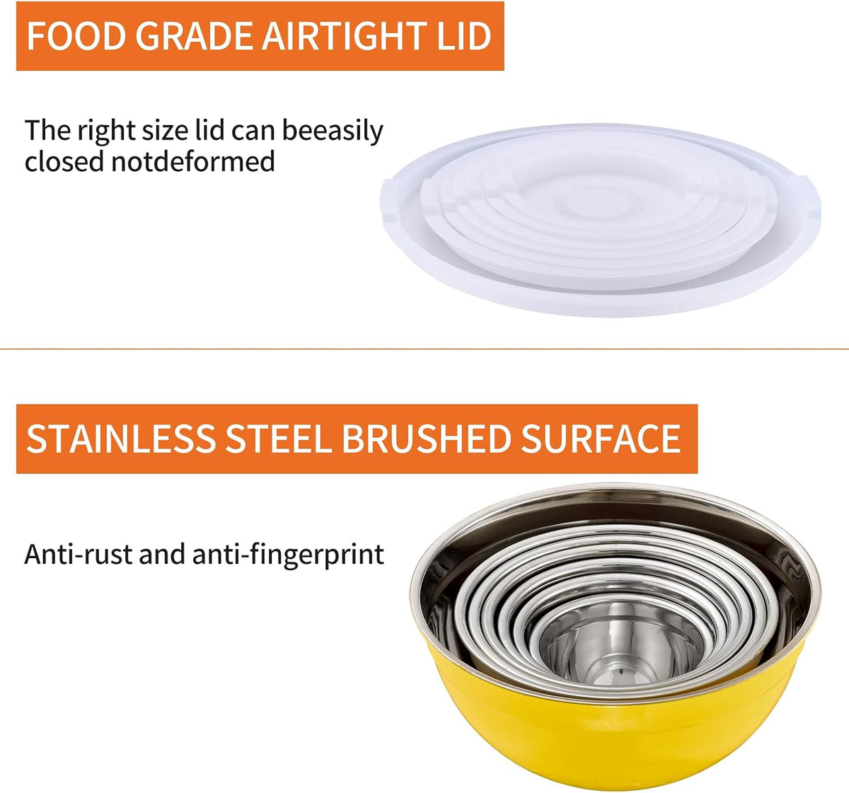Gold Mixing Bowls With Airtight Lids,Stainless Steel Bowl,Salad Bowls 7 Piece Colorful Nesting Bowl Gold Kitchen Accessories,Size 7,3.6,2.7,2.1,1.5,1.1,0.8QT Stackable Design