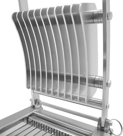 Commercial Egg Slicer Heavy Duty Vegetable Slicer Manual Tomato Cutter, 4”/10mm Thickness Stainless Steel Cucumber Onion Slicer Tool with 4 Suction Cups for Restaurant or Home Use