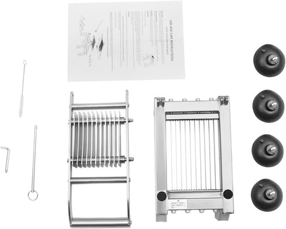 Commercial Egg Slicer Heavy Duty Vegetable Slicer Manual Tomato Cutter, 4”/10mm Thickness Stainless Steel Cucumber Onion Slicer Tool with 4 Suction Cups for Restaurant or Home Use