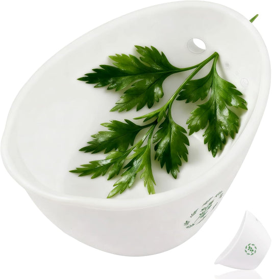 Herb Stripper Bowl with Foldable Spoon, Herb Stripper Tool | Food-Grade Silicone Bowl with 304 Stainless Steel Spoon, Dishwasher Safe, Suitable for Parsley, Basil, Rosemary, Thyme & Mint