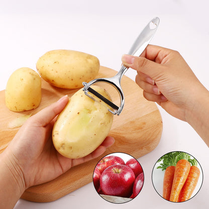 2pcs Vegetable Spiral Cutters & 1pcs V-Shaped Veggies Peeler Spiralizer Tool, Stainless Steel Manual Spiral Practical Kitchen Knife Set Accessories for Cucumber Potato Carrot Fruits (Silver)