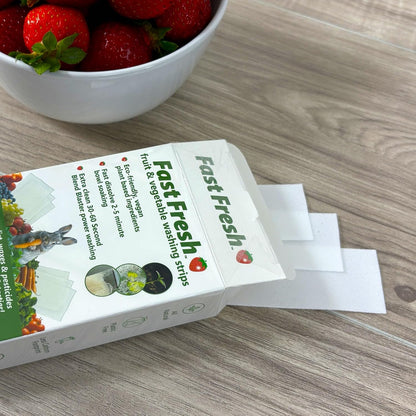 Fruit and Vegetable Wash Strips | Plant-Based, Food-Safe Produce Cleaner | Dissolvable Veggie Wash Removes Contaminants, Waxes & Dirt | All-Natural | Travel (60 Count (Pack of 1))
