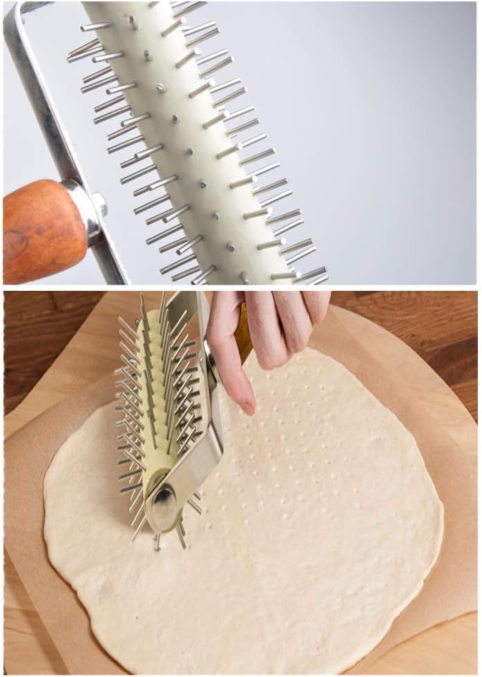 Stainless Steel Pizza Dough Roller Docker Needle Roller | Pizza Puncher Pizza Bread Pin Puncher Pizza Wheel for Pizza Cookie Pie Pastry Bread