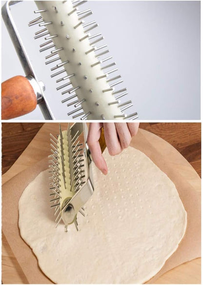 Stainless Steel Pizza Dough Roller Docker Needle Roller | Pizza Puncher Pizza Bread Pin Puncher Pizza Wheel for Pizza Cookie Pie Pastry Bread