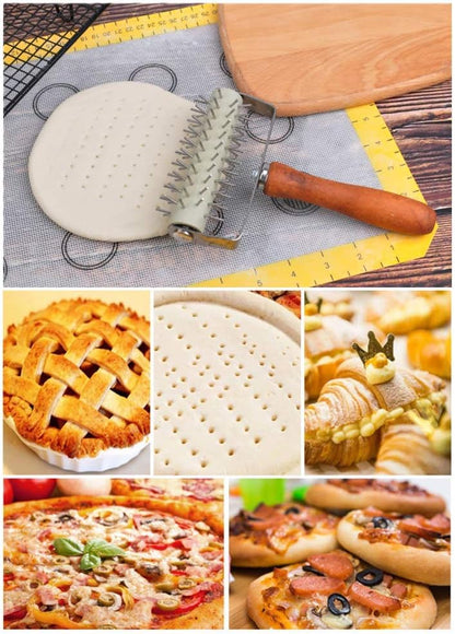 Stainless Steel Pizza Dough Roller Docker Needle Roller | Pizza Puncher Pizza Bread Pin Puncher Pizza Wheel for Pizza Cookie Pie Pastry Bread