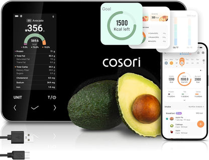 Smart Food Scale with Nutritional Calculator, USB Rechargeable, 11lb | AI Food Scan, Barcode Scan, 50 Food Preload, Free APP with 19 Nutrients, Calorie & Macro Tracking for Weight Loss