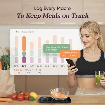 Smart Food Scale with Nutritional Calculator, USB Rechargeable, 11lb | AI Food Scan, Barcode Scan, 50 Food Preload, Free APP with 19 Nutrients, Calorie & Macro Tracking for Weight Loss