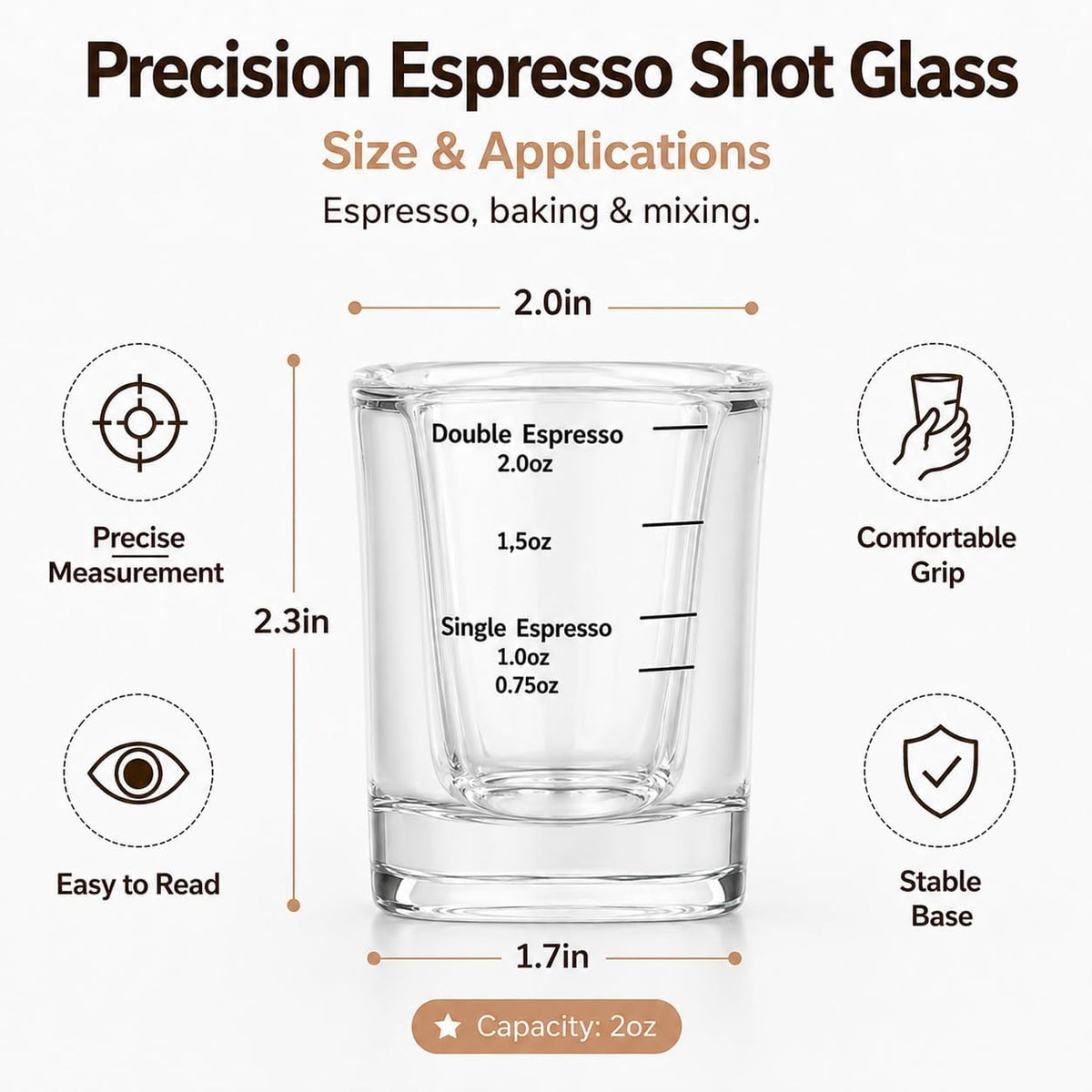 Shot Glasses Measuring Cup Set 12 Pack Square Espresso Shot Glasses Liquid Heavy Glass -Incremental Measurement 2oz Shot Glass for Bars and Home Use