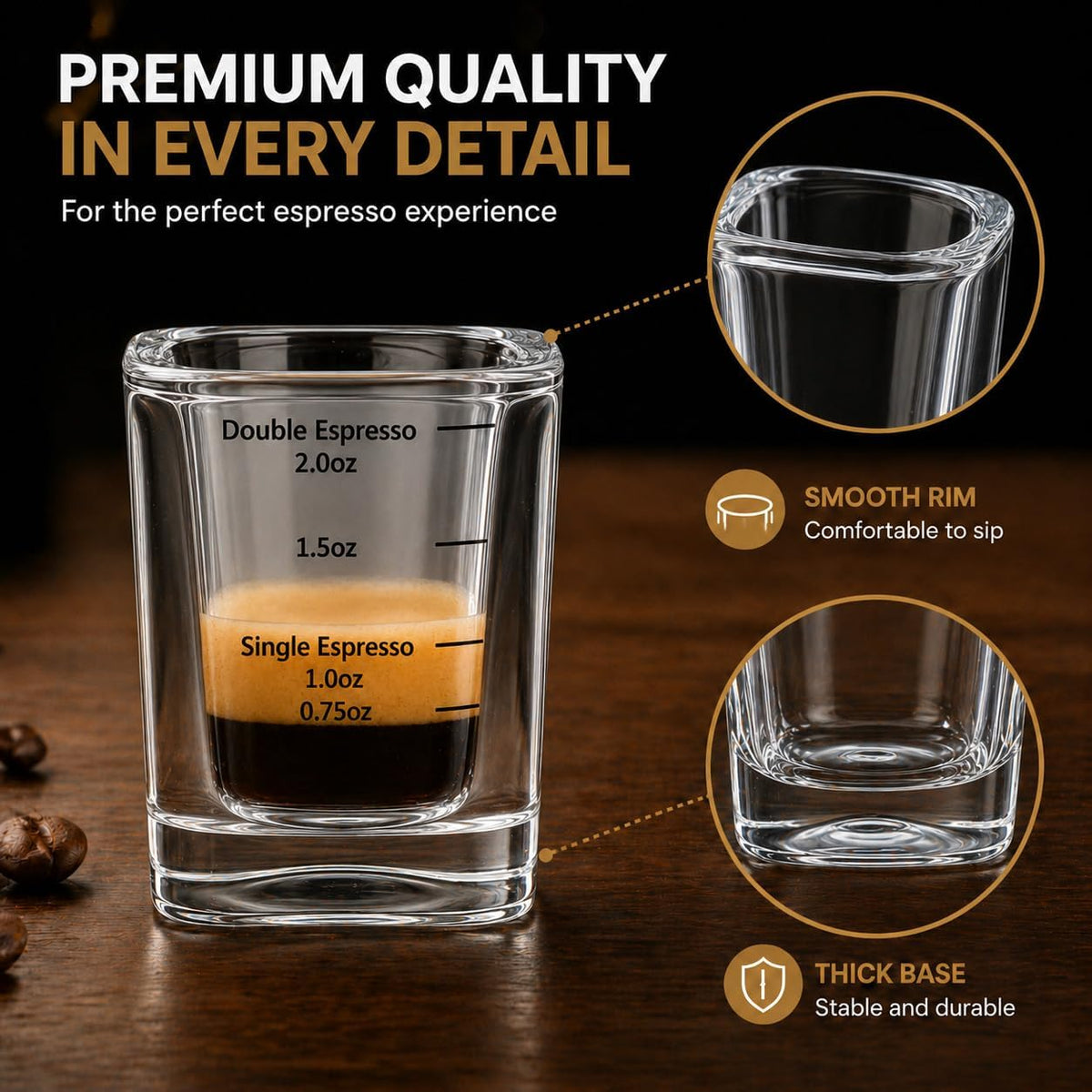 Shot Glasses Measuring Cup Set 12 Pack Square Espresso Shot Glasses Liquid Heavy Glass -Incremental Measurement 2oz Shot Glass for Bars and Home Use