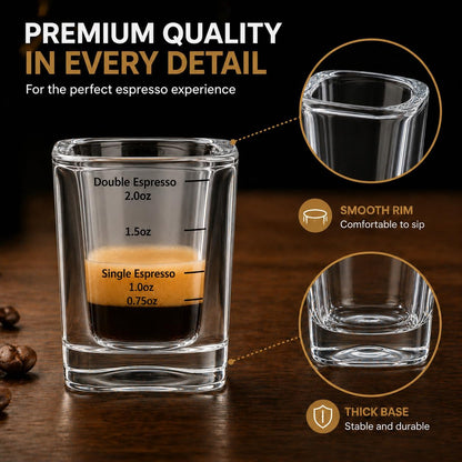 Shot Glasses Measuring Cup Set 12 Pack Square Espresso Shot Glasses Liquid Heavy Glass -Incremental Measurement 2oz Shot Glass for Bars and Home Use
