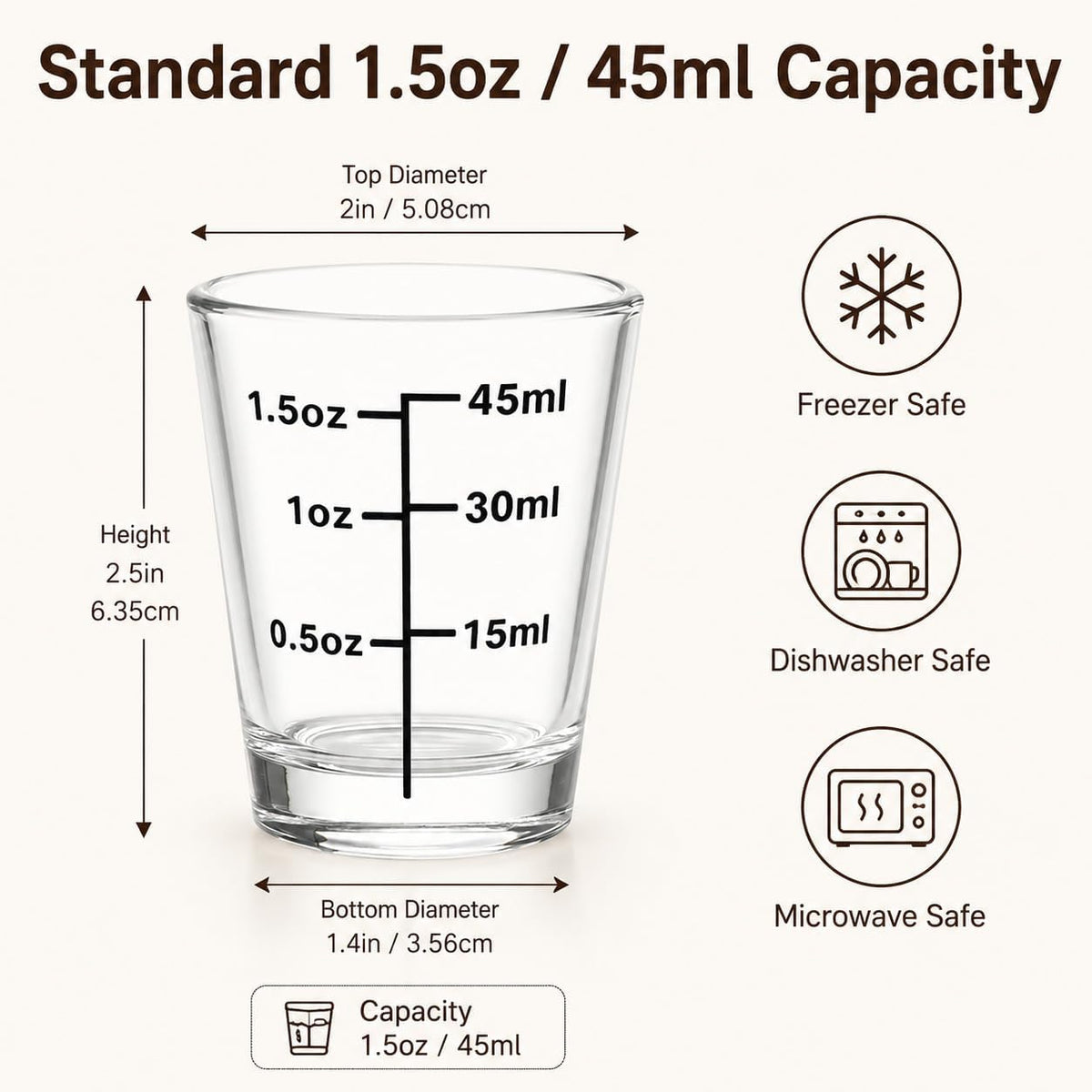 Shot Glasses Measuring Cup Set 12 Pack Square Espresso Shot Glasses Liquid Heavy Glass -Incremental Measurement 2oz Shot Glass for Bars and Home Use