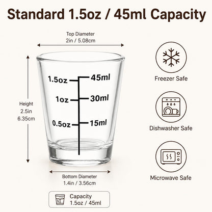 Shot Glasses Measuring Cup Set 12 Pack Square Espresso Shot Glasses Liquid Heavy Glass -Incremental Measurement 2oz Shot Glass for Bars and Home Use
