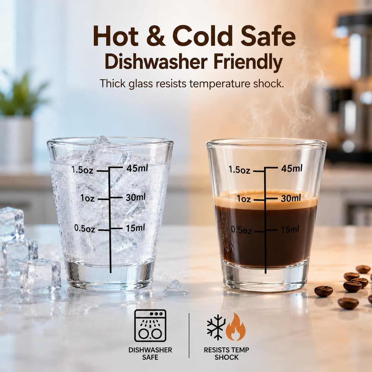Shot Glasses Measuring Cup Set 12 Pack Square Espresso Shot Glasses Liquid Heavy Glass -Incremental Measurement 2oz Shot Glass for Bars and Home Use