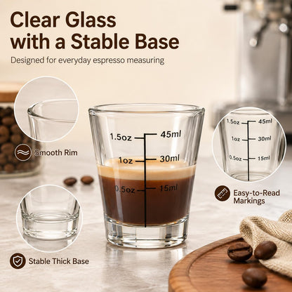 Shot Glasses Measuring Cup Set 12 Pack Square Espresso Shot Glasses Liquid Heavy Glass -Incremental Measurement 2oz Shot Glass for Bars and Home Use