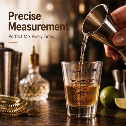 Shot Glasses Measuring Cup Set 12 Pack Square Espresso Shot Glasses Liquid Heavy Glass -Incremental Measurement 2oz Shot Glass for Bars and Home Use