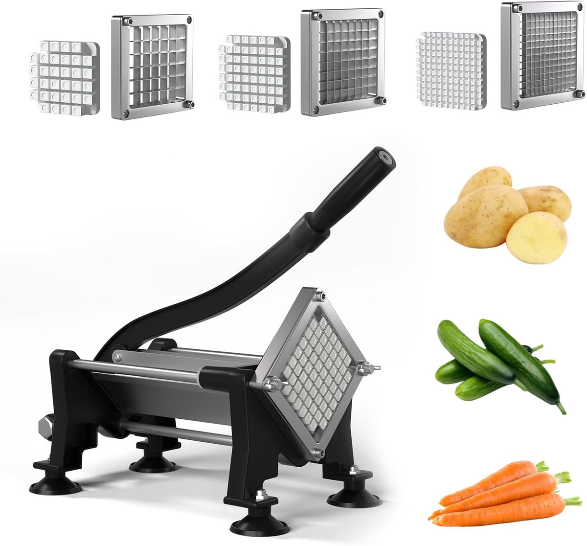 Commercial French Fry Cutter,Heavy Duty Potato Slicer with Suction Feet